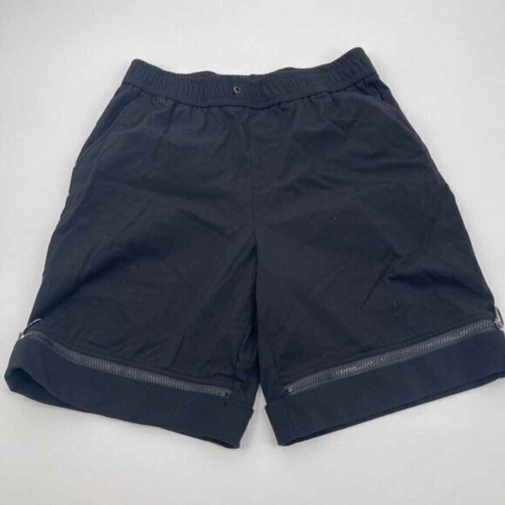 Trendiano Mens Shorts Medium Black Never Walk Backward Zipper Elastic Waist